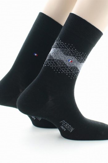 Lot de deux paires de chaussettes fantaisies en laine peignée. De la marque Perrin. Une fabrication 100% Française, en Bourgogne.