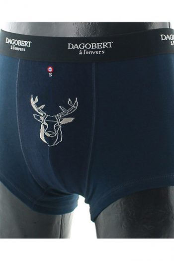 boxer coton marine fantaisie cerf