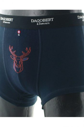 boxer cerf coton fantaisie marine