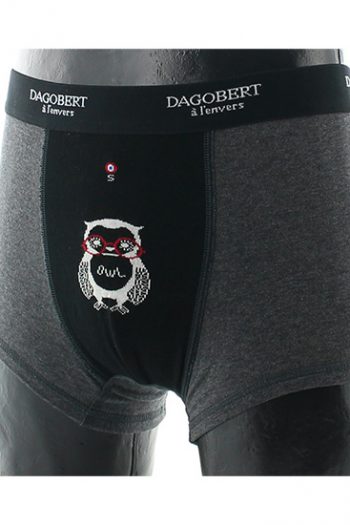 boxer hibou coton gris noir