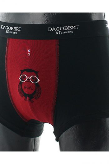 boxer coton hibou noir rouge