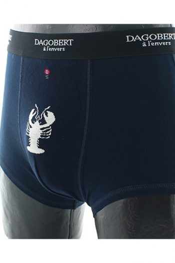 Boxer homard bleu marine en coton d'Egypte de la marque Dagobert à l'envers