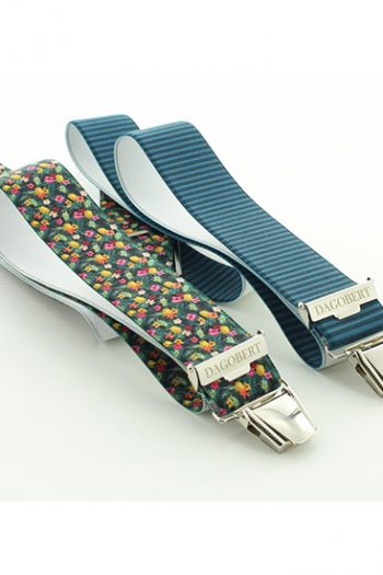 Bretelles fantaisies asymétriques aux motifs ananas. Une création de la marque Dagobert à l'envers. Une fabrication exclusivement française!