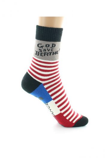 Chaussettes antidérapantes God Save Berthe. Tricotées en laine et coton. Marque Berthe Aux Grands Pieds. Une fabrication exclusivement française.