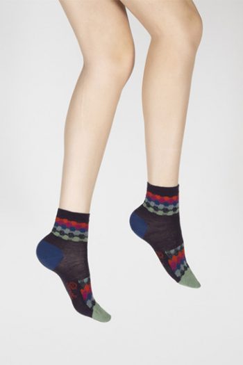 Chaussettes courtes ondulations colorées de la marque Berthe Aux Grands Pieds. Modèle en laine et coton. Fabrication exclusivement française.
