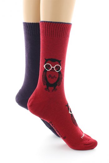 Chaussettes doubles réversibles Hibou - 39/42, Rouge intérieur vatican