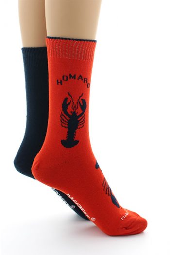 Chaussettes réversibles doubles homard coton d'Égypte Dagobert à l'envers