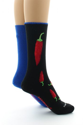 Chaussettes doubles réversibles piments - 39/42, Noir intérieur bleu