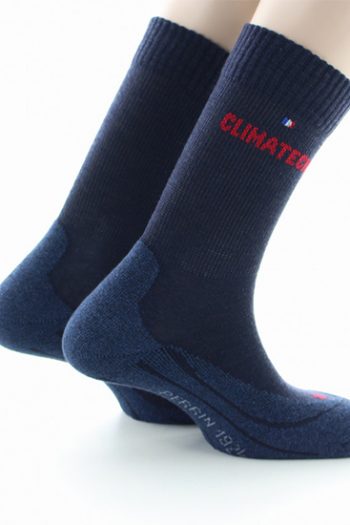 Chaussettes Climatech Ergonomiques en polypropylène. Un pied droit, un pieds gauche et un renfort en maille bouclette. Fabrication française.