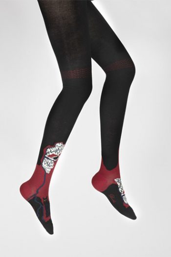 Collants en coton le chat et l'oiseau, chauds et confortables, aux finitions mains. De la marque Berthe Aux Grands Pieds. Fabrication 100% française