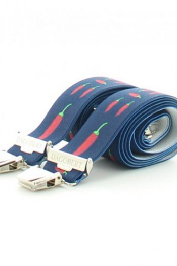 Bretelles aux motifs de piments . Une création de la marque Dagobert à l'envers. Une fabrication exclusivement française.