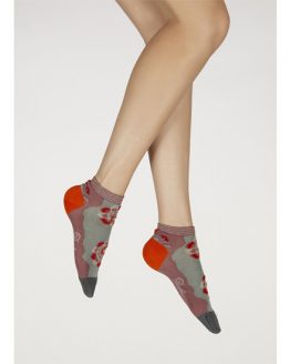 Socquettes fantaisies en coton fil d'Écosse, motifs fleurs graphiques. De la marque Berthe aux Grands Pieds. Fabrication 100% française.