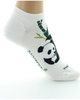 Socquettes panda en coton d'Egypte de la marque Dagobert à l'envers. Disponible en écru et en vert kaki. Fabrication française.