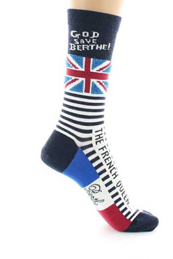 Chaussettes fantaisies God Save Berthe, en laine et coton. De la marque Berthe Aux Grands Pieds. Une fabrication 100% française.