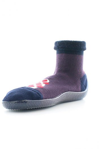 Chaussons chaussettes pois rouge. Chaussettes en coton avec une semelle de la marque Berthe aux Grands Pieds. Made in France.