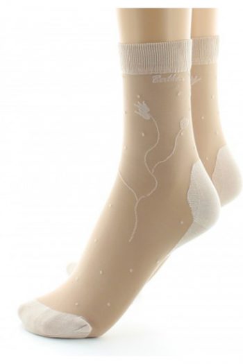 Mi- chaussette fantaisie chair avec une semelle en coton. Lycra 30 deniers. De la marque Berthe Aux Grands Pieds. Made in France!