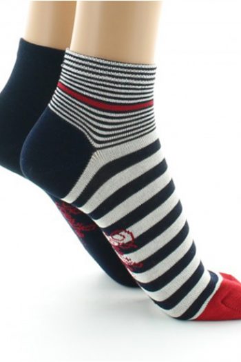 Lot de deux paires de socquettes, une unie et une rayé. De la marque Berthe Aux Grands Pieds. Fabrication exclusivement française