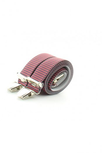 Bretelles rayées rouge et bleu marine. Une création de la marque Dagobert à l'envers. Une fabrication exclusivement française.