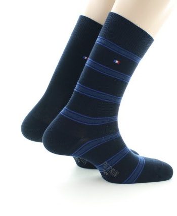 lot deux paires de chaussettes coton peigné, une paire unie et une paire fantaisie à rayures