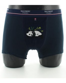 Boxer coton panda marine de la marque Dagobert à l'envers. Modèle réversible assorti aux chaussettes. Fabrication exclusivement Française.