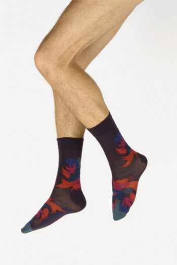 Chaussettes Homme Bouquet de fleurs, de la marque Berthe Aux Grands Pieds. Un modèle en laine et coton. Fabrication 100% française