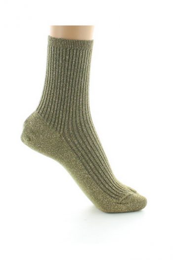 Chaussettes courtes à côtes lurex pailleté en coton. Existe en kaki, bleu nuit et brun. De la marque Perrin 1924. Fabrication Française.