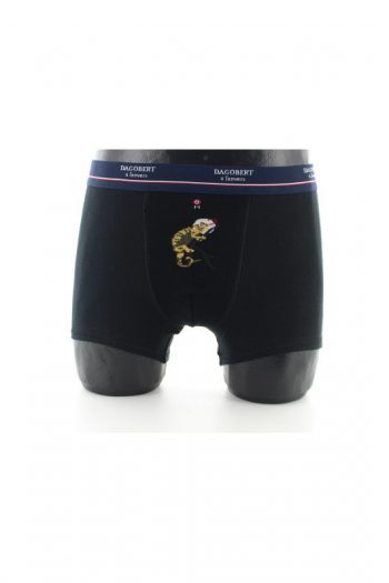 Boxer Caméléon noir en coton d'Egypte pour homme. De la marque Dagobert à l'envers. Boxer réversible. Fabrication française.
