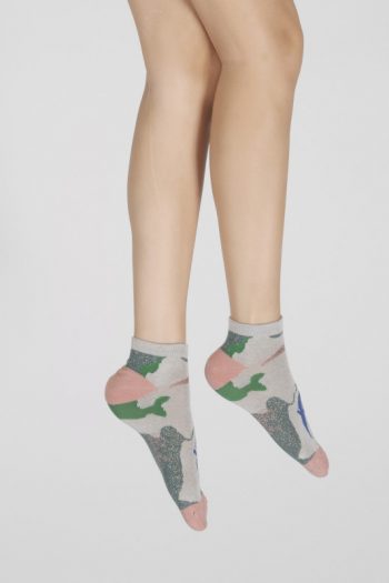 Socquettes femme de sport Hirondelles, motifs pastels. De la marque Berthe aux Grands Pieds. Fabrication exclusivement française