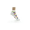 Socquettes fantaisie Vagues multicolores sur un fond blanc. Un modèle en coton. De la marque Dagobert à l'envers. Une fabrication 100% française.