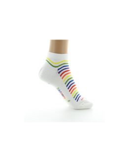 Socquettes fantaisie Vagues multicolores sur un fond blanc. Un modèle en coton. De la marque Dagobert à l'envers. Une fabrication 100% française.