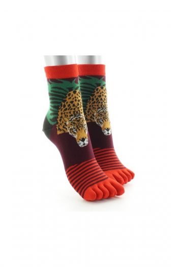 Chaussettes à doigts de pieds La panthère. Un modèle en coton. De la marque Berthe Aux Grands Pieds. Une Fabrication 100% française.