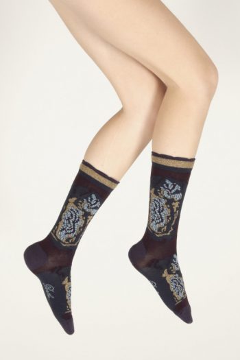 Chaussettes Fleurs de Kimono de la marque Berthe Aux Grands Pieds. Tricotées en laine et coton. Fabrication exclusivement française.