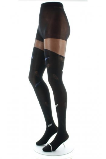 Collants Plumes Marines Fond Noir