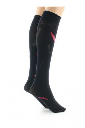 Mi-Bas Plumes Rouges fond Noir