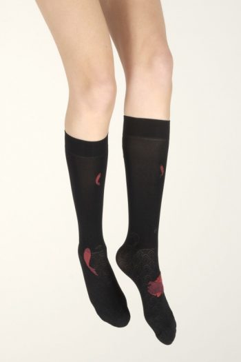 Mi-Bas Vagues Noires Poissons Rouges