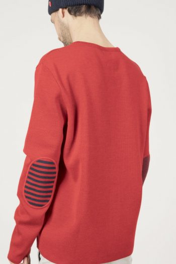 Pull Marin Rayures Asymétriques Rouge