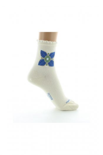 Chaussettes Courtes Coton Mosaïques, existe en blanc et kaki. De la marque Perrin. Une fabrication exclusivement français