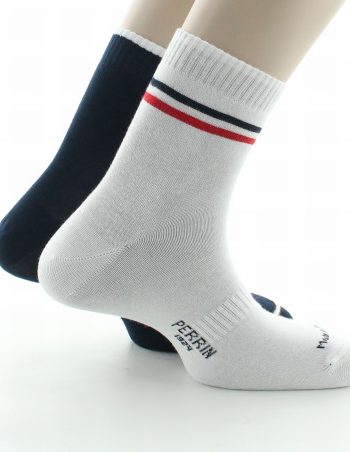 Chaussettes de sport doubles réversibles. En coton. Anti-ampoule. Fabrication française par La Manufacture Perrin.