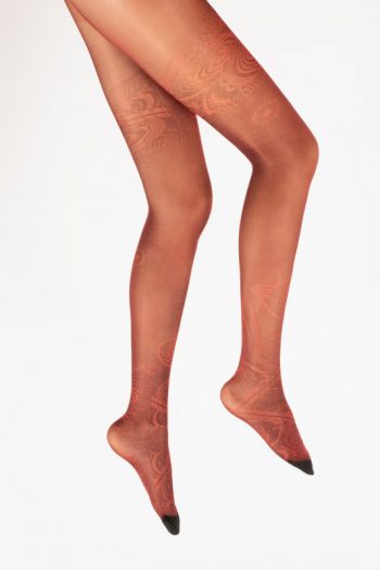 Collants 30D maille irisée rouge. Collants semi-transparents. De la marque Berthe aux grands pieds. Fabrication française!