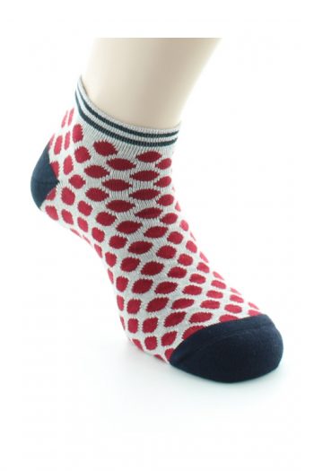 Socquettes de sport homme à pois rouges. Coton, maille bouclette. Berthe aux Grands Pieds. Fabrication française.