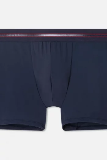 Boxer ultra léger Hugo marine, de la marque Le Slip Français. Fabrication française entre la Saône-et-Loire (71) et la Loire (42).