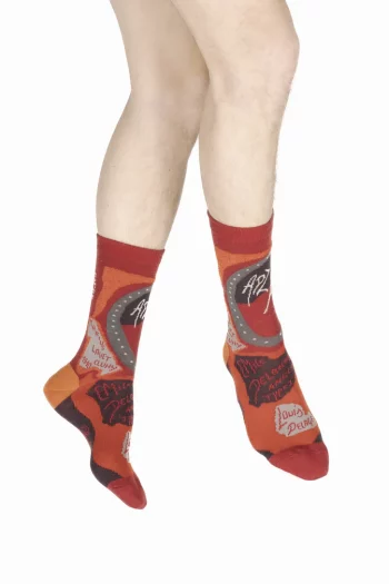 Chaussettes Homme Gadz'art orange, de la marque Berthe Aux Grands Pieds. Un modèle en laine et coton. Fabrication 100% française