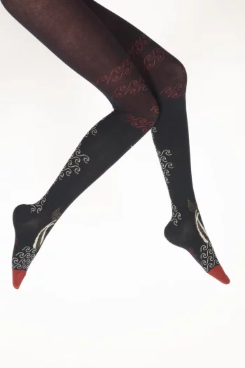 Collants en coton La Baleine, chauds et confortables, aux finitions mains. De la marque Berthe Aux Grands Pieds. Fabrication 100% française