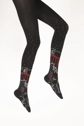 Collants en coton poissons, chauds et confortables, aux finitions mains. De la marque Berthe Aux Grands Pieds. Fabrication 100% française