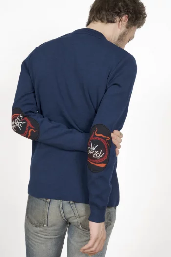 Pull Marin Homme "Gadz'art" bleu royal en pure laine mérinos. De la marque Berthe Aux Grands Pieds et Royal mer. Fabrication 100% française