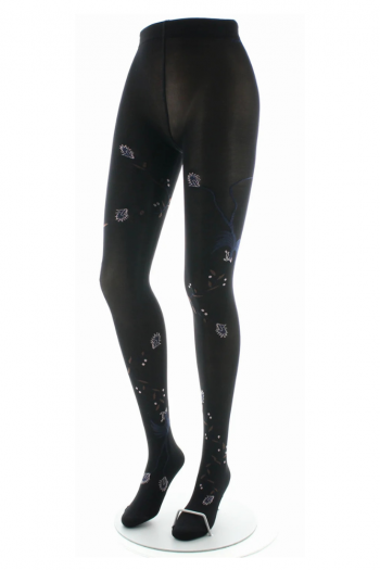 Collants 40D Noir Oiseau Lyre Marine et Rose