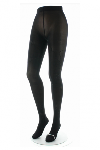 Collants 40D noir au motif d'un oiseau Lyre Noir Ton sur Ton. De la marque Berthe Aux Grands Pieds. Fabrication exclusivement française.