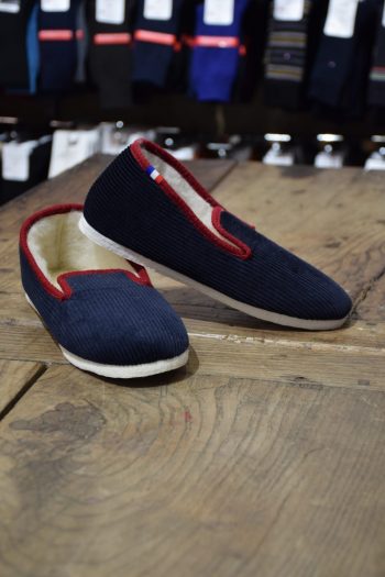 Charentaises en Laine Bleu Marine