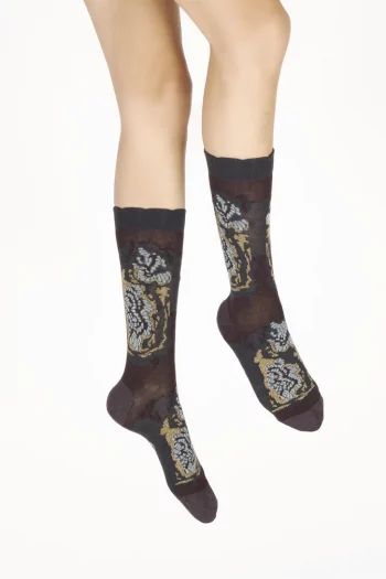 Chaussettes en laine Algues de la marque Berthe Aux Grands Pieds. Tricotées en laine et coton. Fabrication exclusivement française.