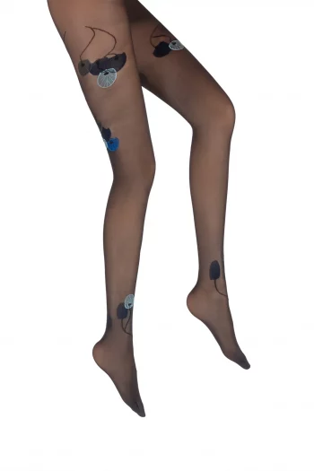 Collants 30D marine et bleu La Monnaie du Pape. Collants semi-transparents. De la marque Berthe aux grands pieds. Fabrication française!